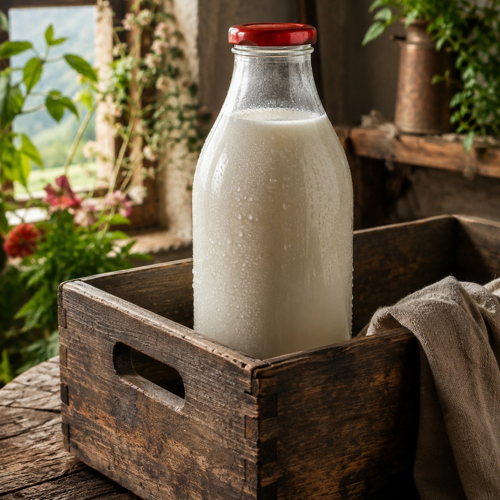 Leche Cruda de Finca — Botella de Vidrio Retornable 1 L